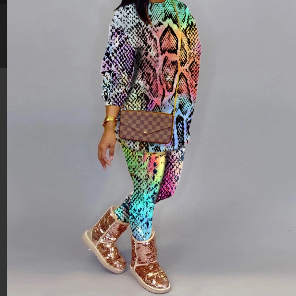 This is a snake print 2 piece set